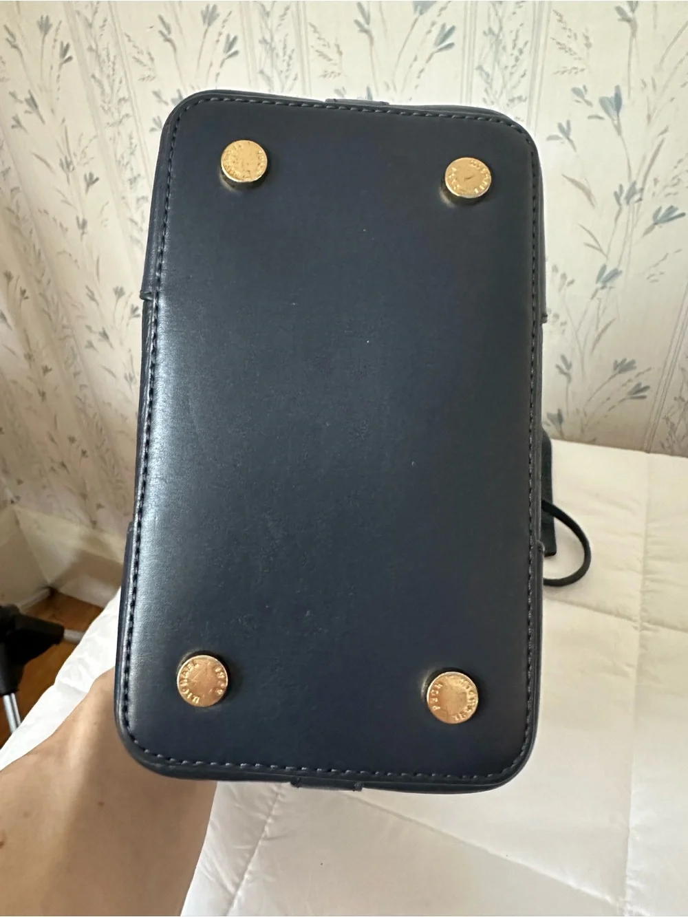 Michael Kors Navy Leather Bucket Bag with Pouch